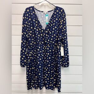 Nine Britton Navy Daisy Print Wrap Dress NWT Size 3XL